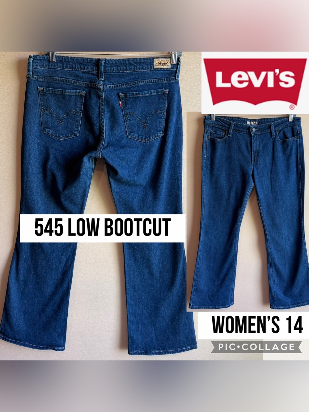 LEVI'S Womens Jeans 545 Low Boot Cut Y2K Mid Rise Dark Wash 30.5” Inseam Size 14